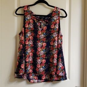 Navy Blue Rain Floral Top